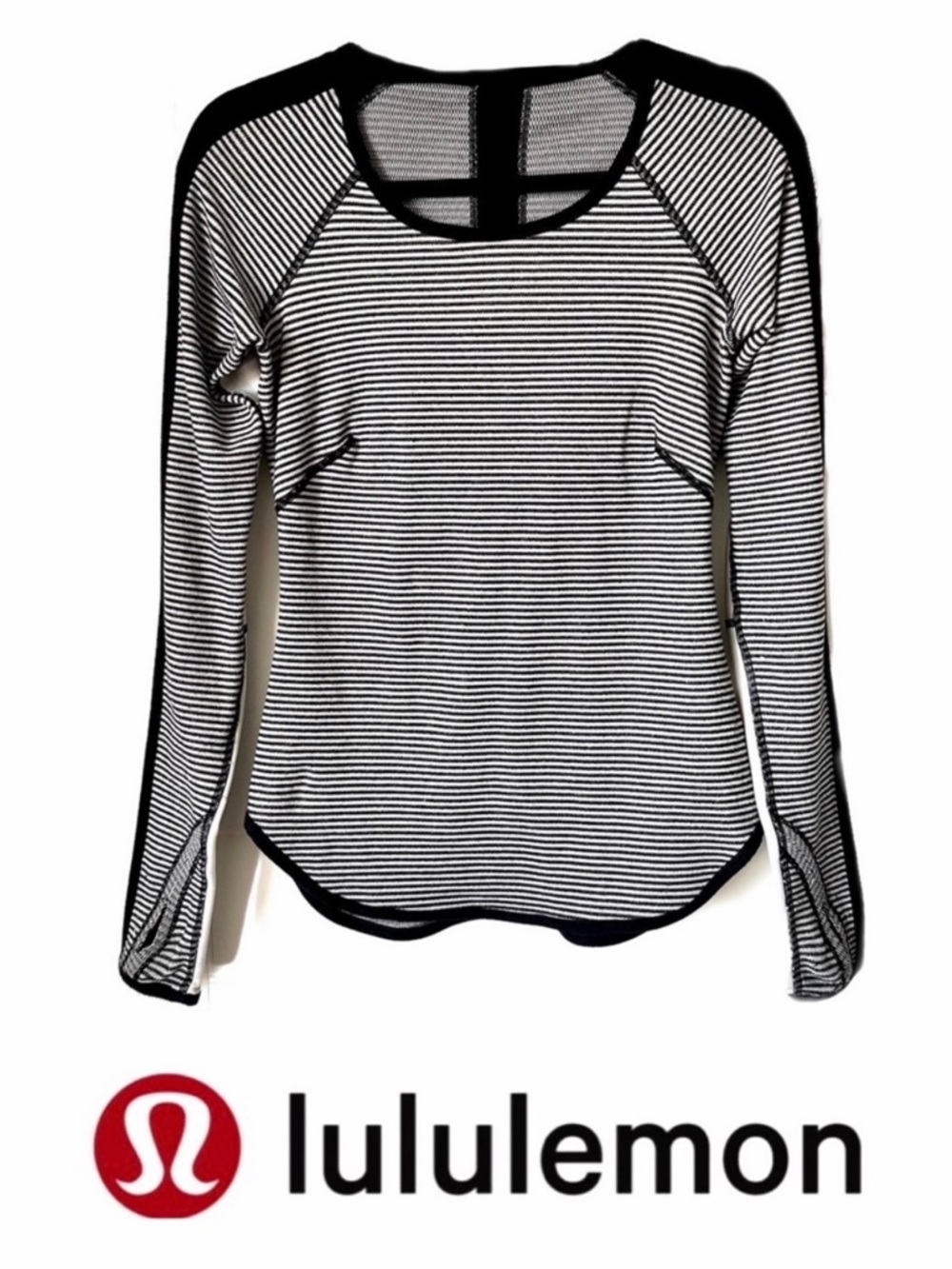 LULULEMON Black + White Reversible Striped Runder Under Sweatshirt